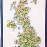 学校のお休みによく子供達を車に乗せて小旅行に出かけました。のどかな田園地帯をどこまでも走っていくのが大好きでした。イギリスはどこにいっても羊がたくさんいます。Thea Gouverneur キット Map of UK