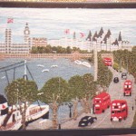 ロニー・カールセン女史に師事して初めて手掛けた大きな作品です。色々なステッチを使って全面をウールで埋めるので大変でした。embankmentを車で走るのがとても気持ちがよくて好きでした。 London-embankment