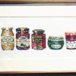 "Pastry" と一対で作りました。お店の棚で見かけたり自分で使ったりしたお馴染みのジャムやマーマレイドのビンが並んでいて嬉しくなります。Thea Gouverneur キット。 Marmalade