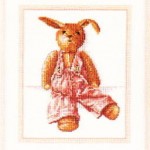 DMCキット。ピンクのパンツのラビットは娘のお誕生日プレゼントに作りました。娘は大きくなって忘れているようですが、まわりに好きなお菓子を刺してあげる約束がまだ残っています。 Yumeko rabbit